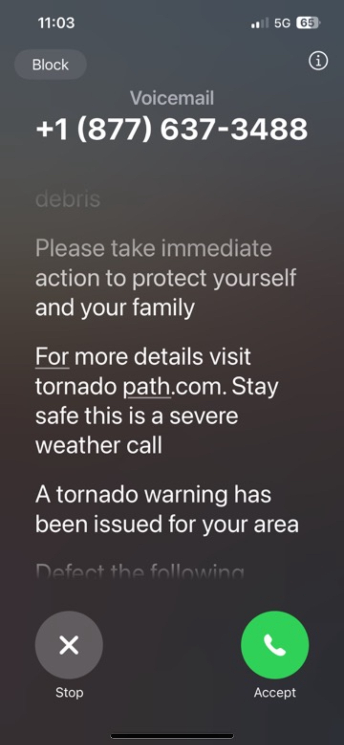 Phone Call Alert Example